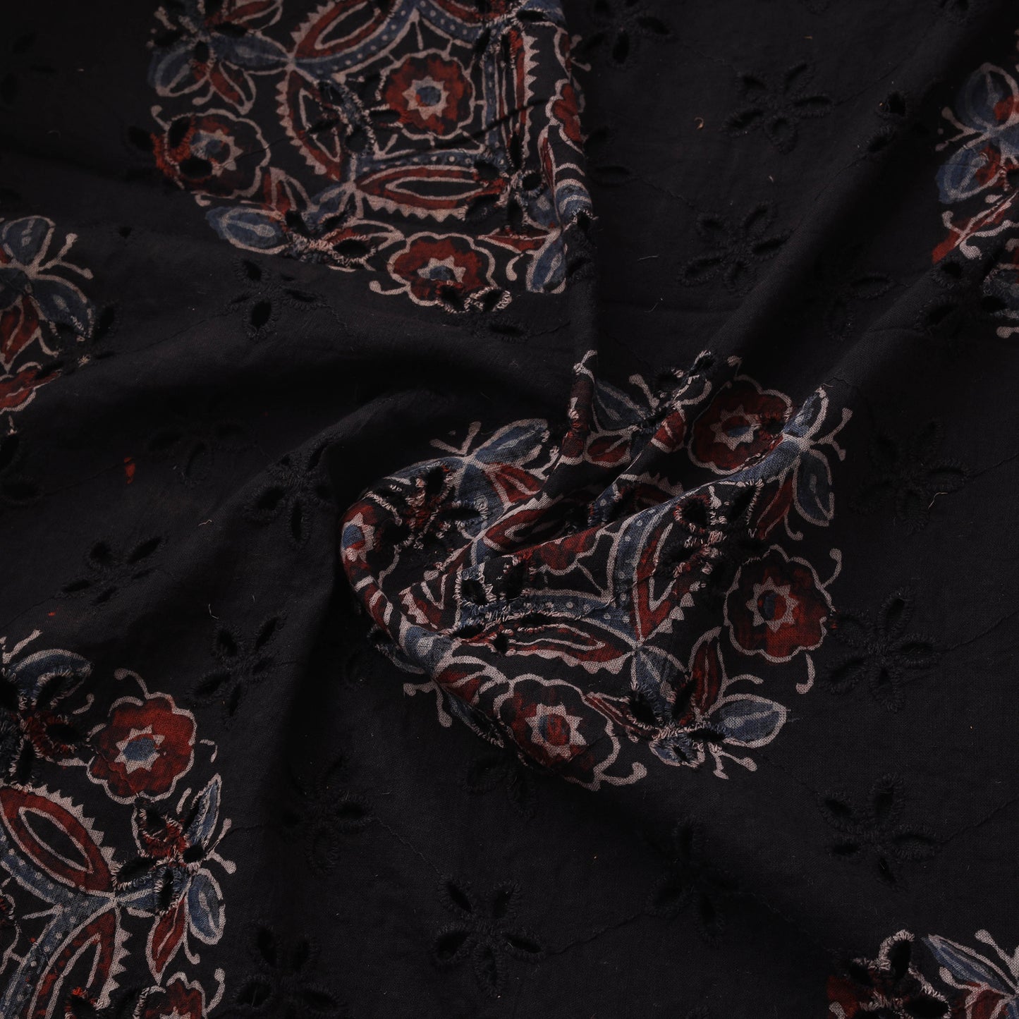 Natural Dyed Ajrakh Hand Block Print Cotton Hakoba Fabric 110
