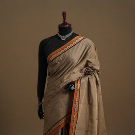 Brown Kandangi Chettinad Cotton Saree with Border