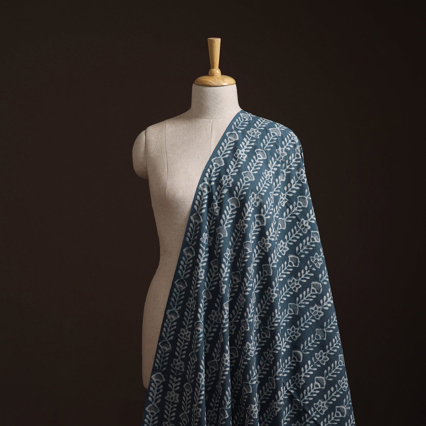 Blue - Bagru Dabu Hand Block Print Natural Dyed Cotton Fabric 12