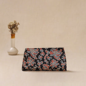 Black - Traditional Kutch Mashru Silk Leather Flap Clutch / Wallet 24
