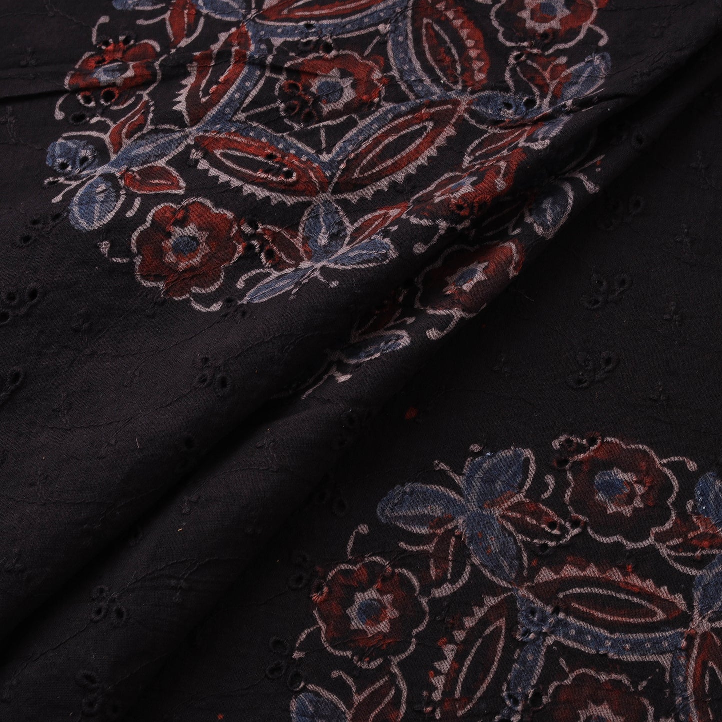 Natural Dyed Ajrakh Hand Block Print Cotton Hakoba Fabric 111