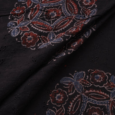 Natural Dyed Ajrakh Hand Block Print Cotton Hakoba Fabric 111