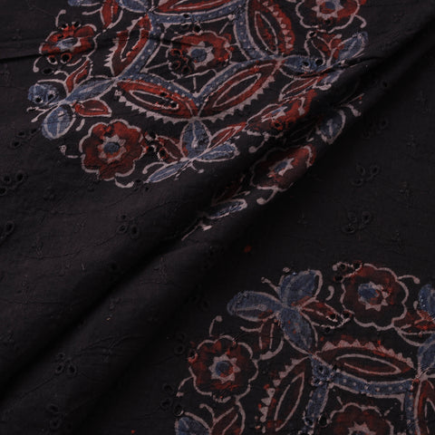 Natural Dyed Ajrakh Hand Block Print Cotton Hakoba Fabric 111
