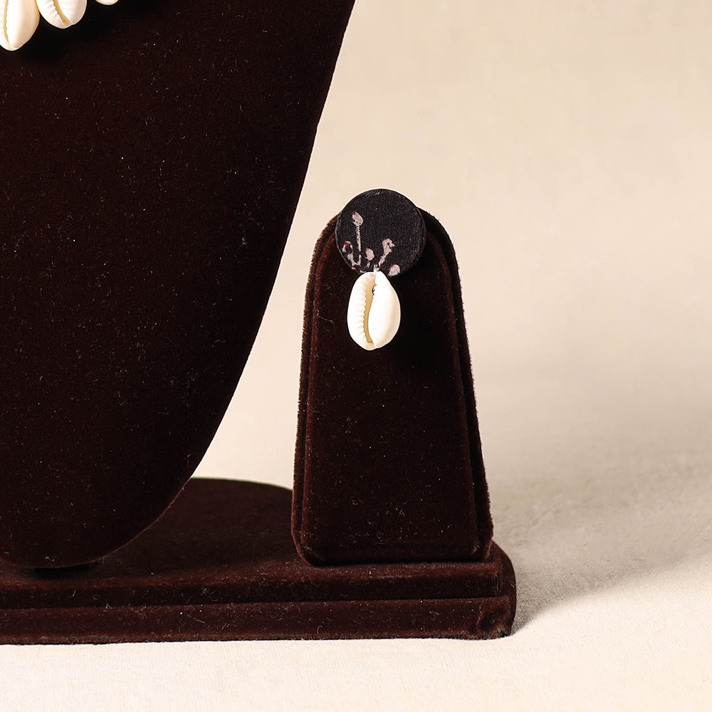 Black - shell work fabart necklace set 33 - handcrafted