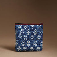 Blue - Handmade Quilted Cotton Utility Pouch 33