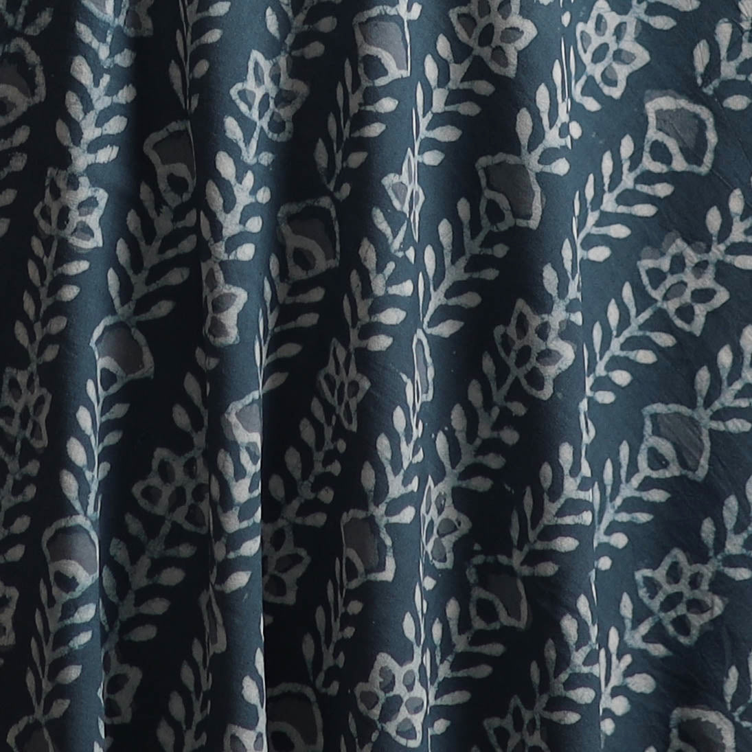 Blue - Bagru Dabu Hand Block Print Natural Dyed Cotton Fabric 12