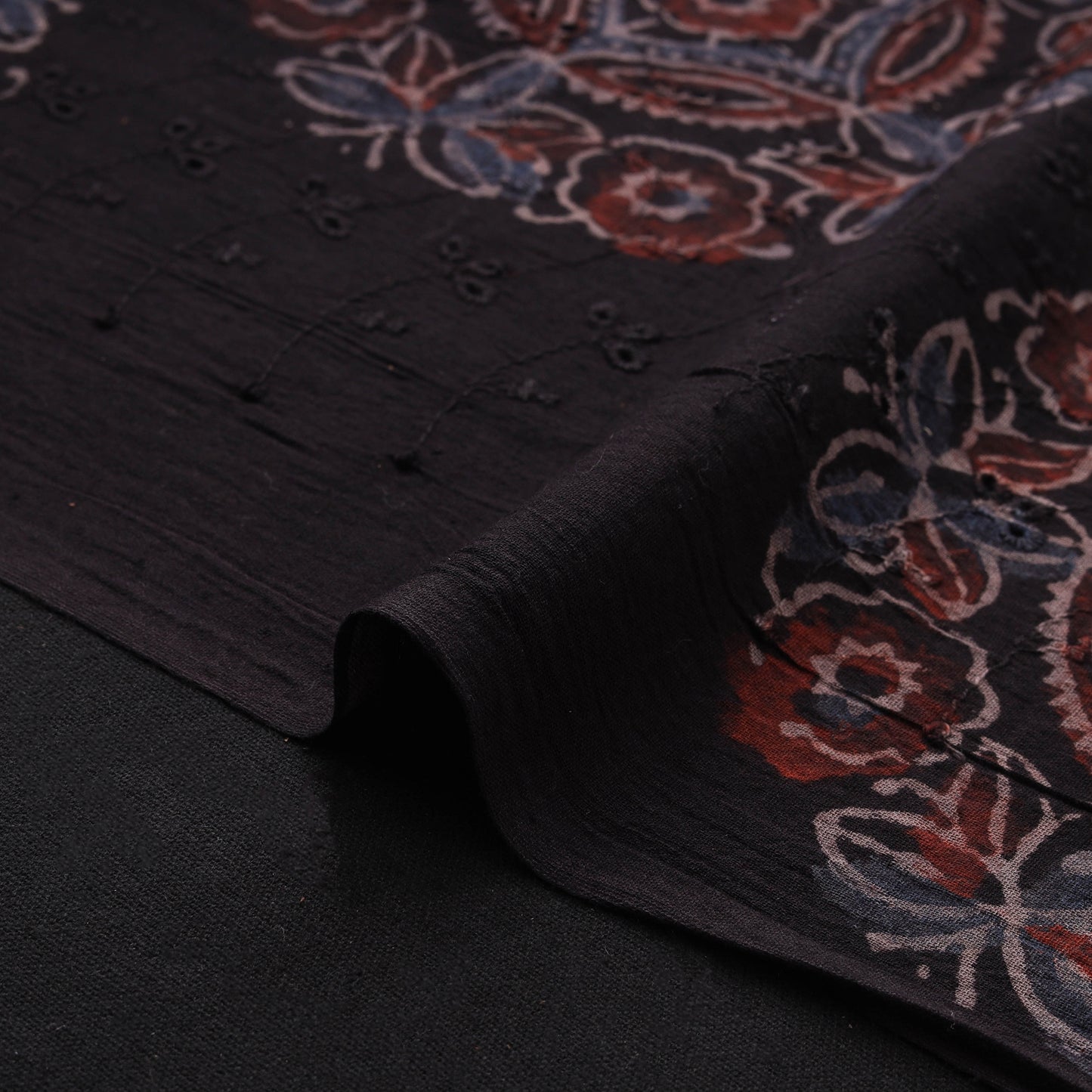 Natural Dyed Ajrakh Hand Block Print Cotton Hakoba Fabric 111