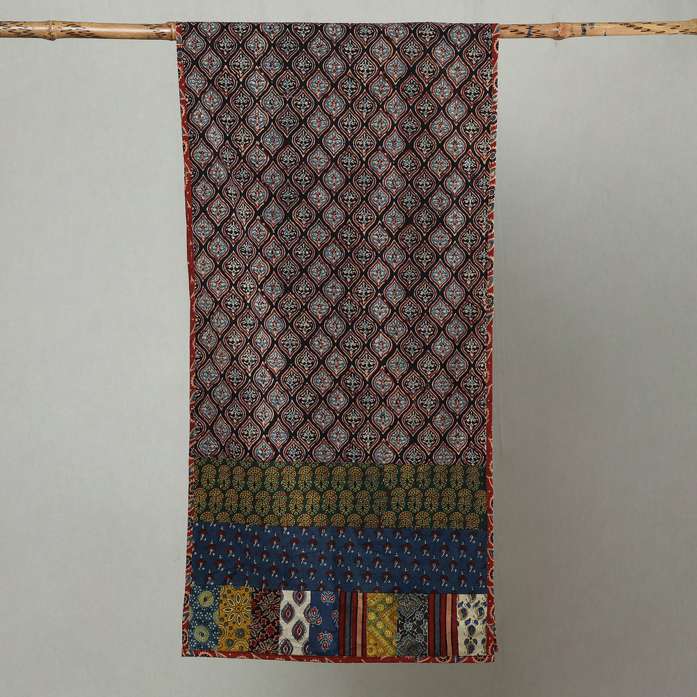 Multicolor - Patchwork Cotton Stole in Ajrakh Block Prints 22