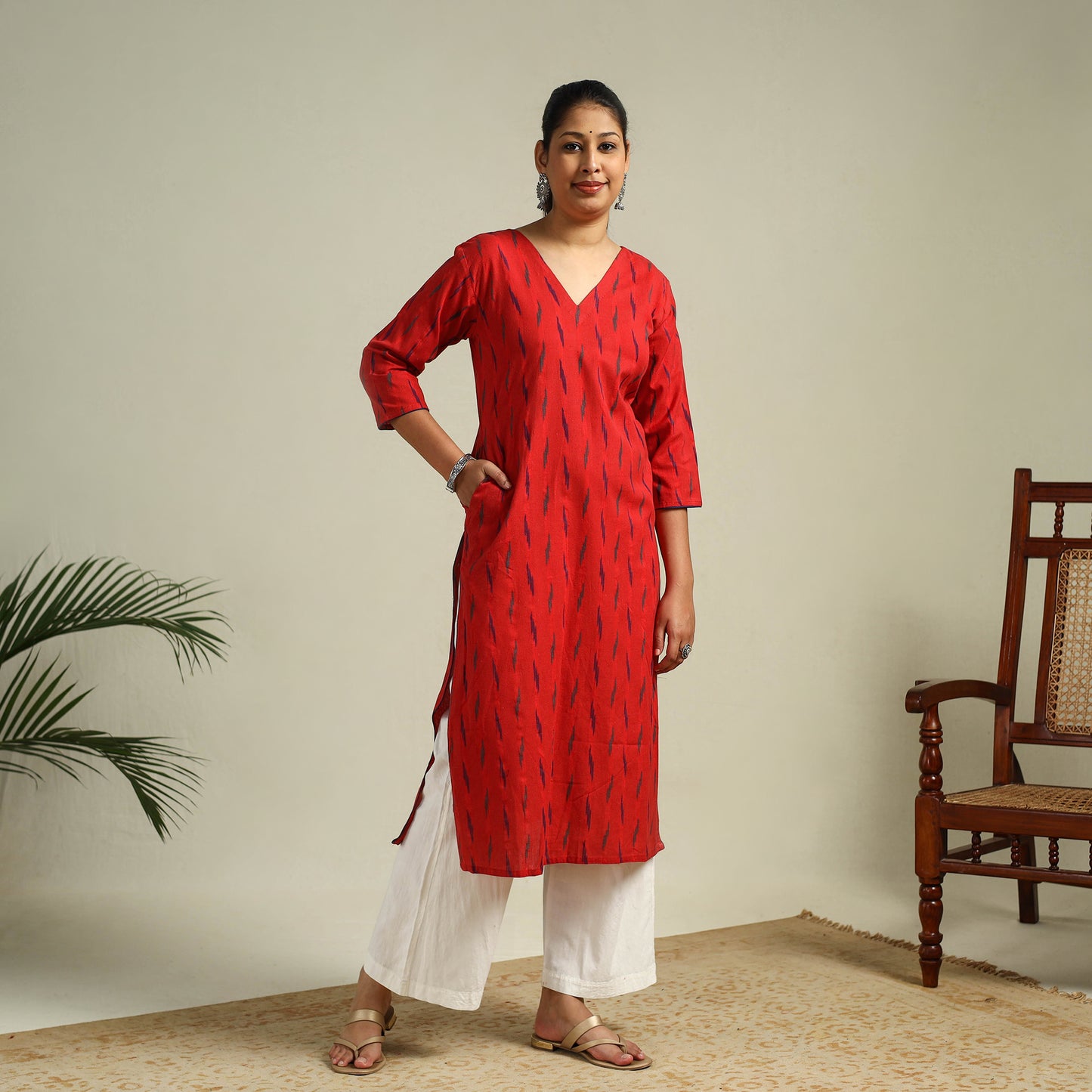 Cotton Straight Pochampally Ikat Kurta for women