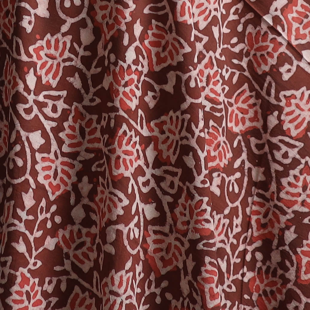 Maroon - Bagru Dabu Hand Block Print Natural Dyed Cotton Fabric 13
