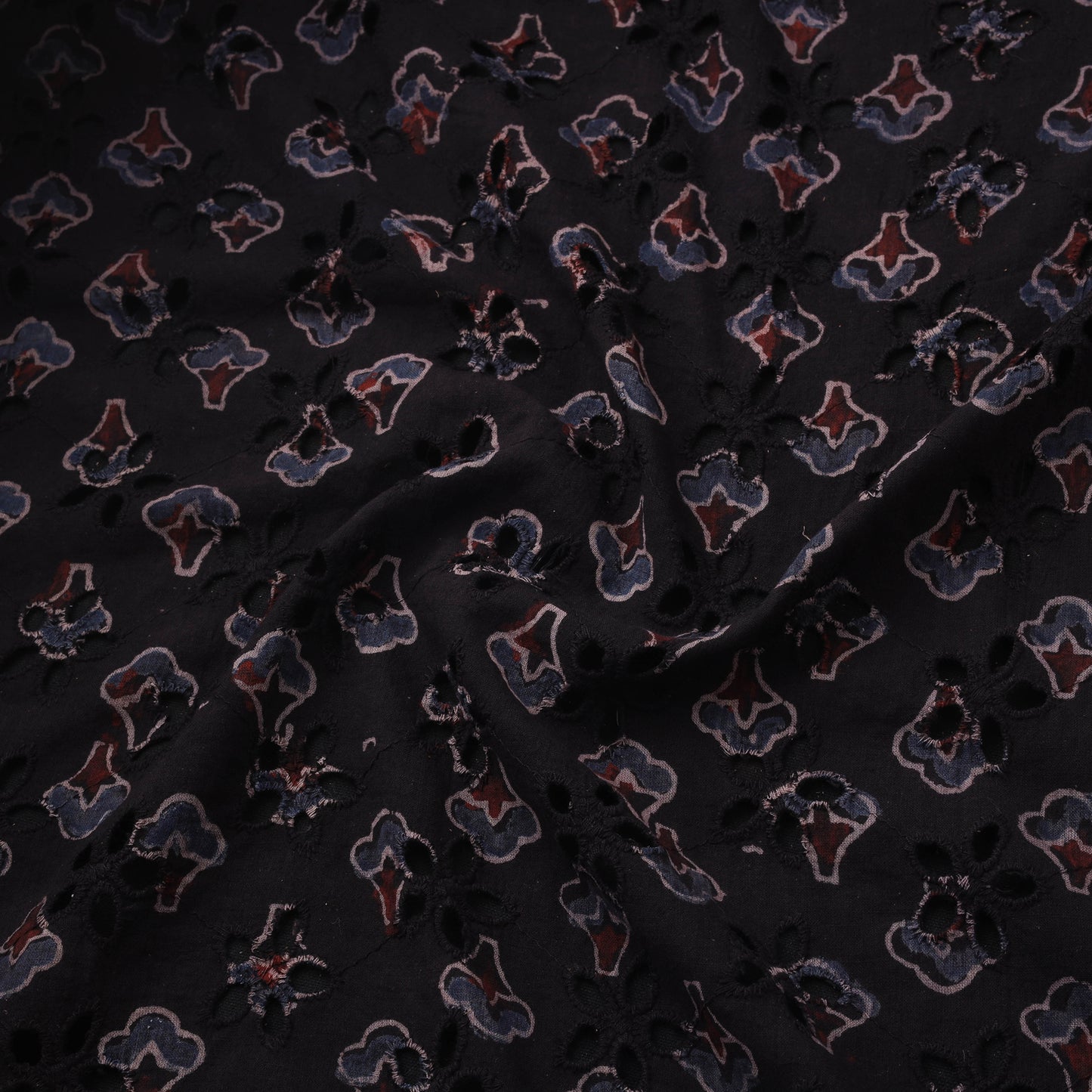 Natural Dyed Ajrakh Hand Block Print Cotton Hakoba Fabric 112
