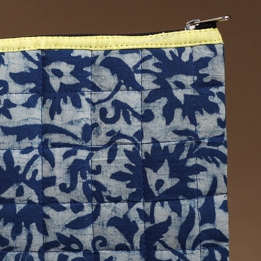 Blue - Handmade Quilted Cotton Utility Pouch 35