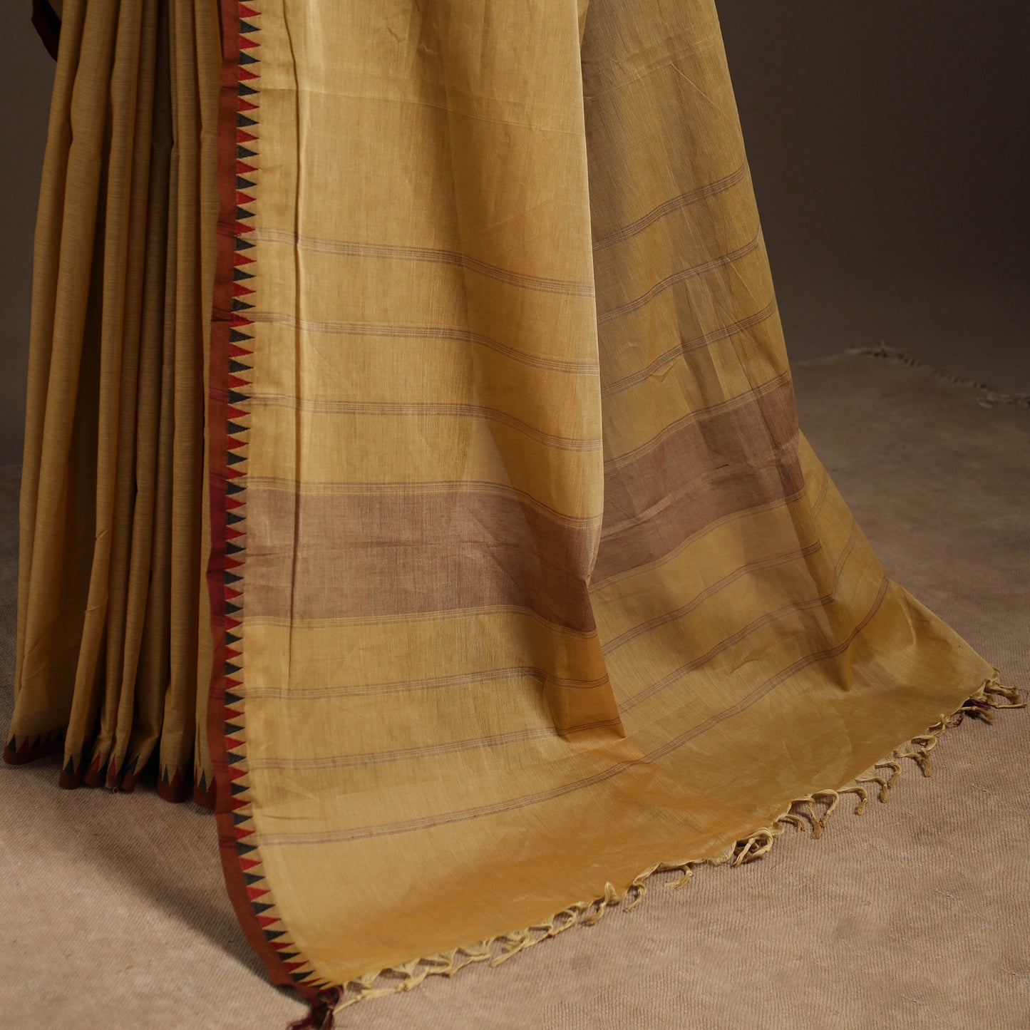 Beige - kandangi chettinad cotton saree with border 113