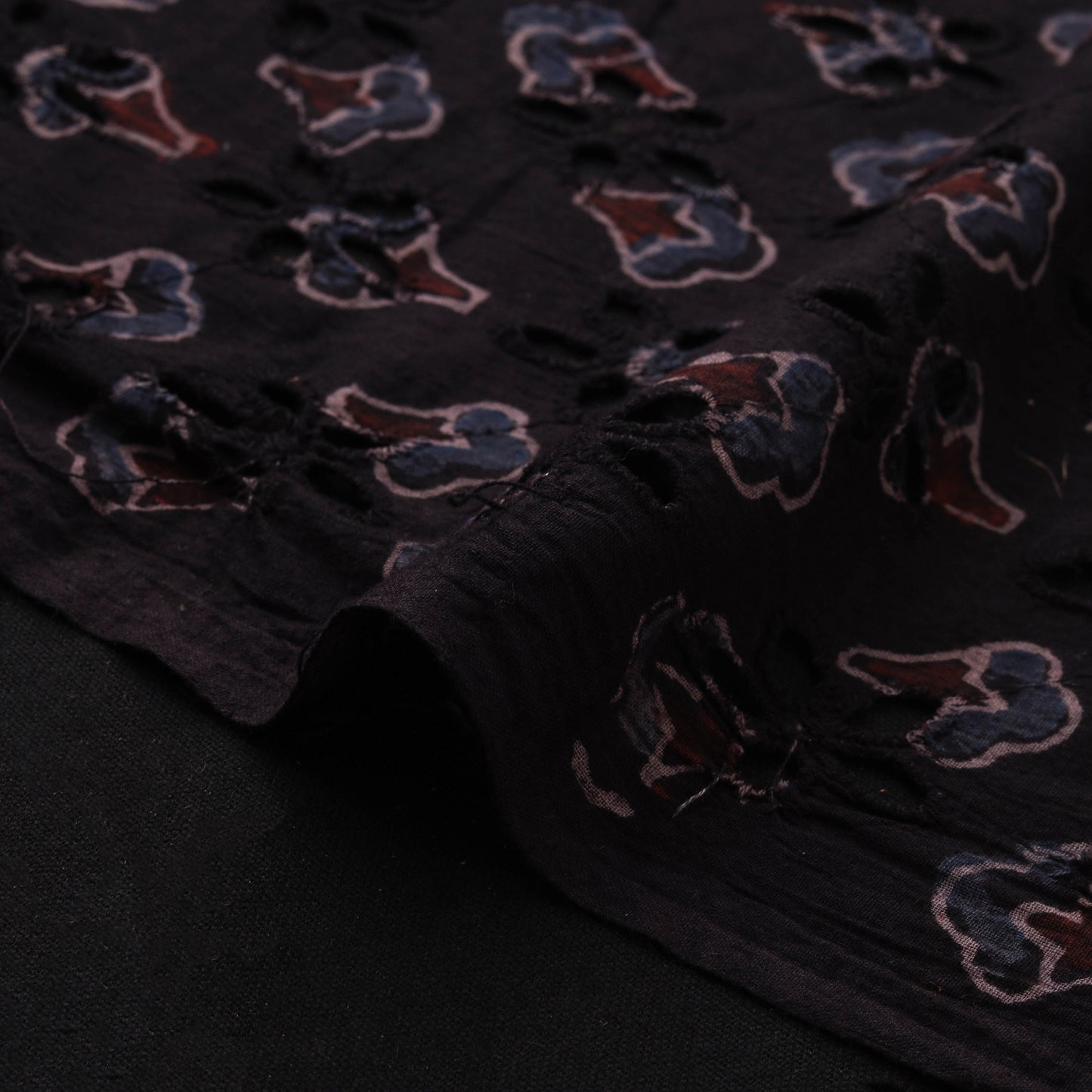 Natural Dyed Ajrakh Hand Block Print Cotton Hakoba Fabric 112