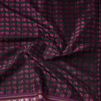 Purple - Karnataka Khun Elephant & Peacock Motif Cotton Handloom Fabric