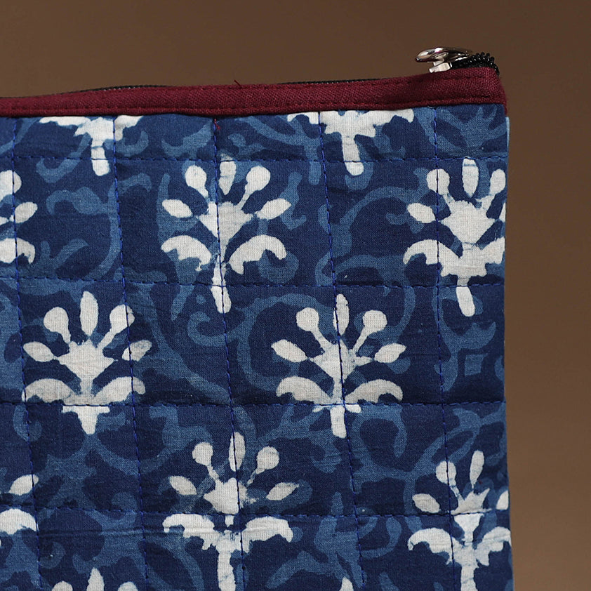 Blue - Handmade Quilted Cotton Utility Pouch 36