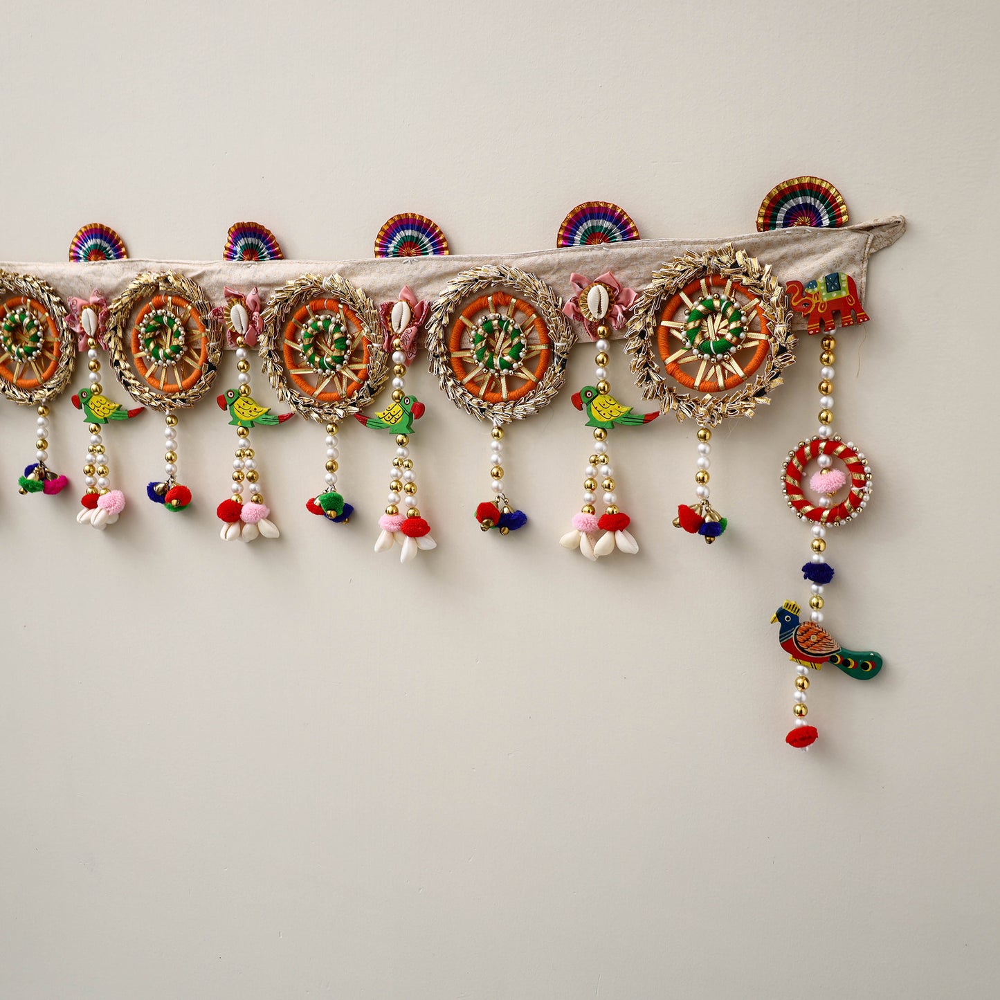 Diwali Decor Handmade Gota & Bead Work Toran 02