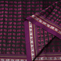 Purple - Karnataka Khun Elephant & Peacock Motif Cotton Handloom Fabric