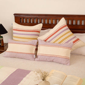 Pure Cotton Handwoven Bed/Sofa Throw with Cushion Cover Set 01