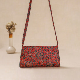 Traditional Kutch Mashru Silk Leather Flap Sling Bag 26