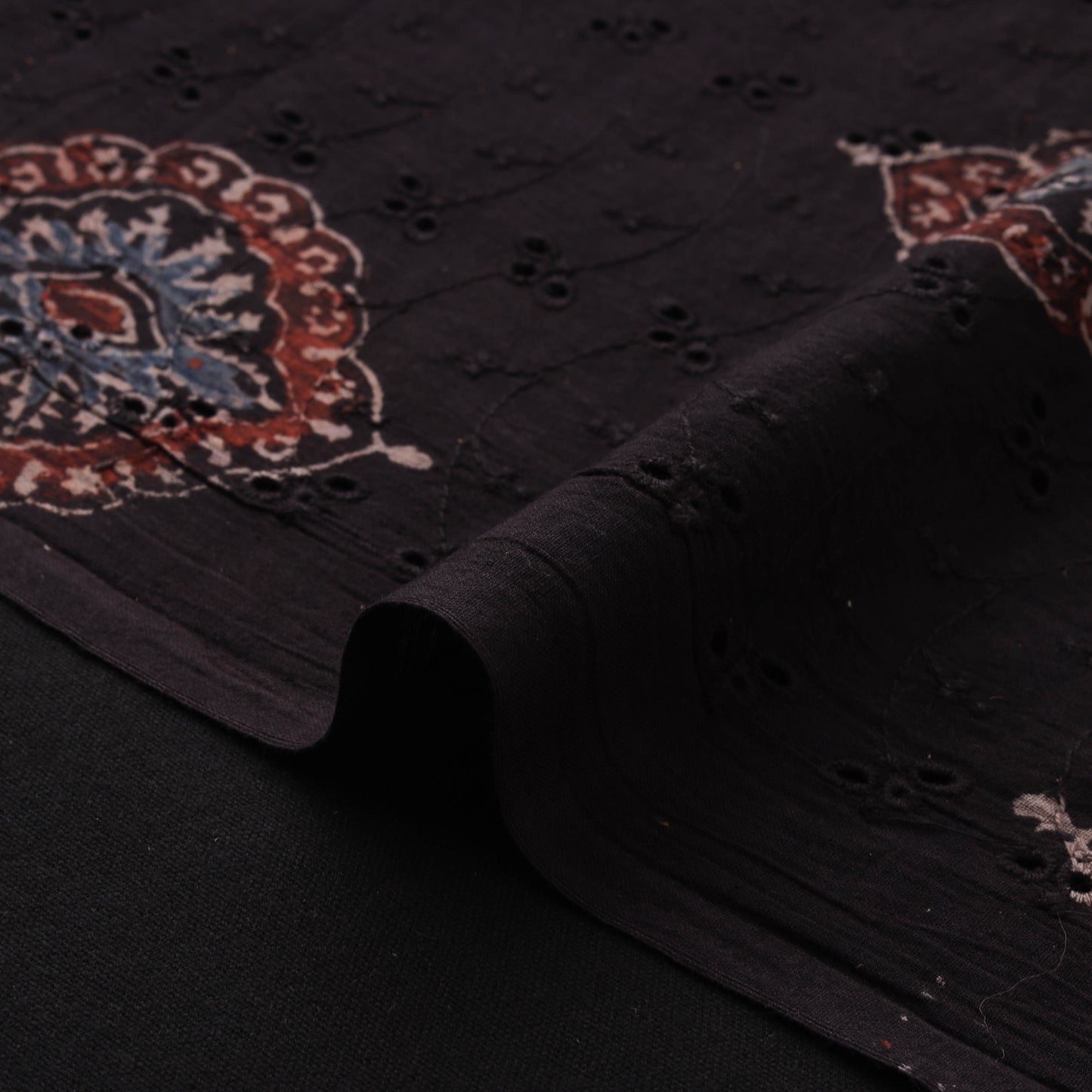 Natural Dyed Ajrakh Hand Block Print Cotton Hakoba Fabric 113