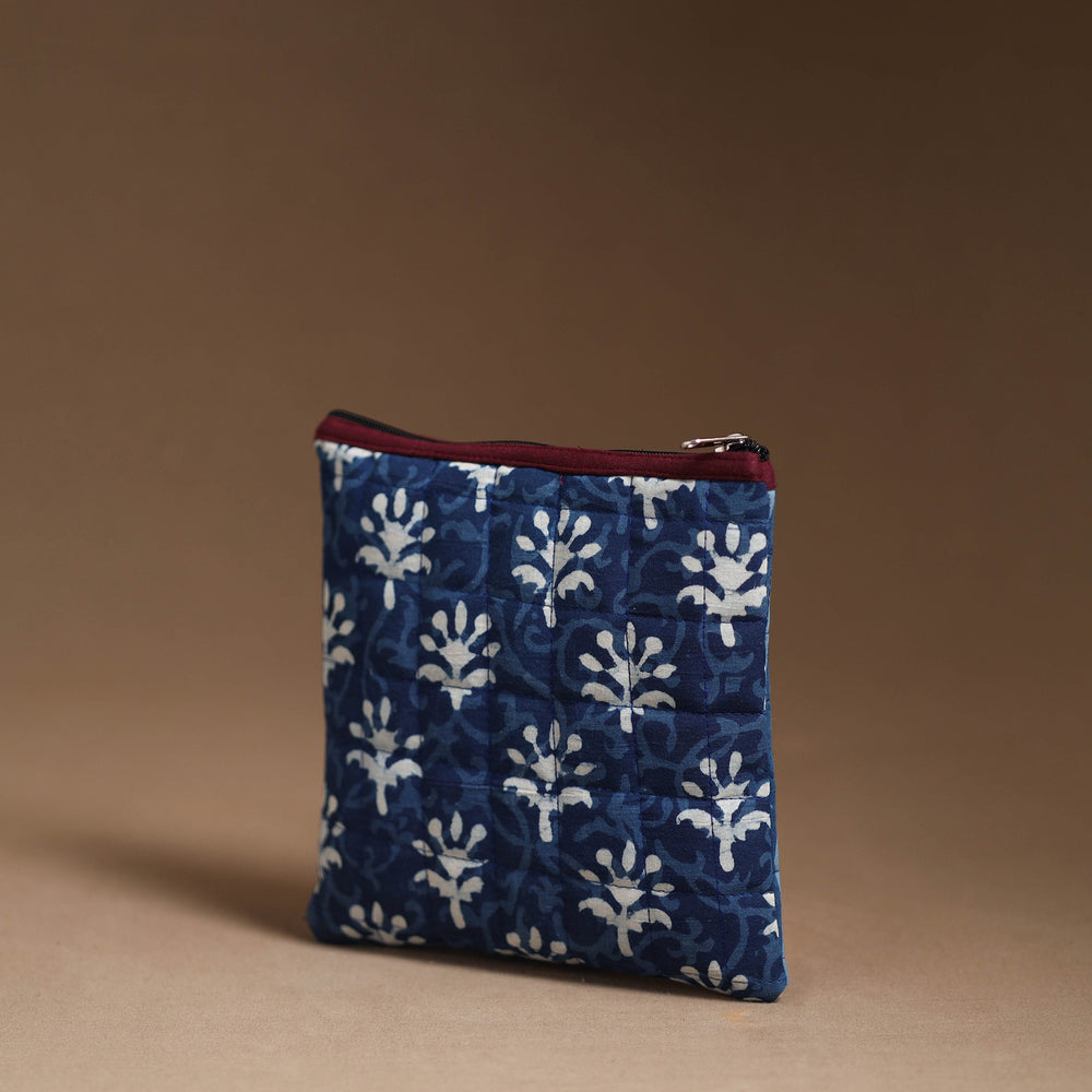 Blue - Handmade Quilted Cotton Utility Pouch 36