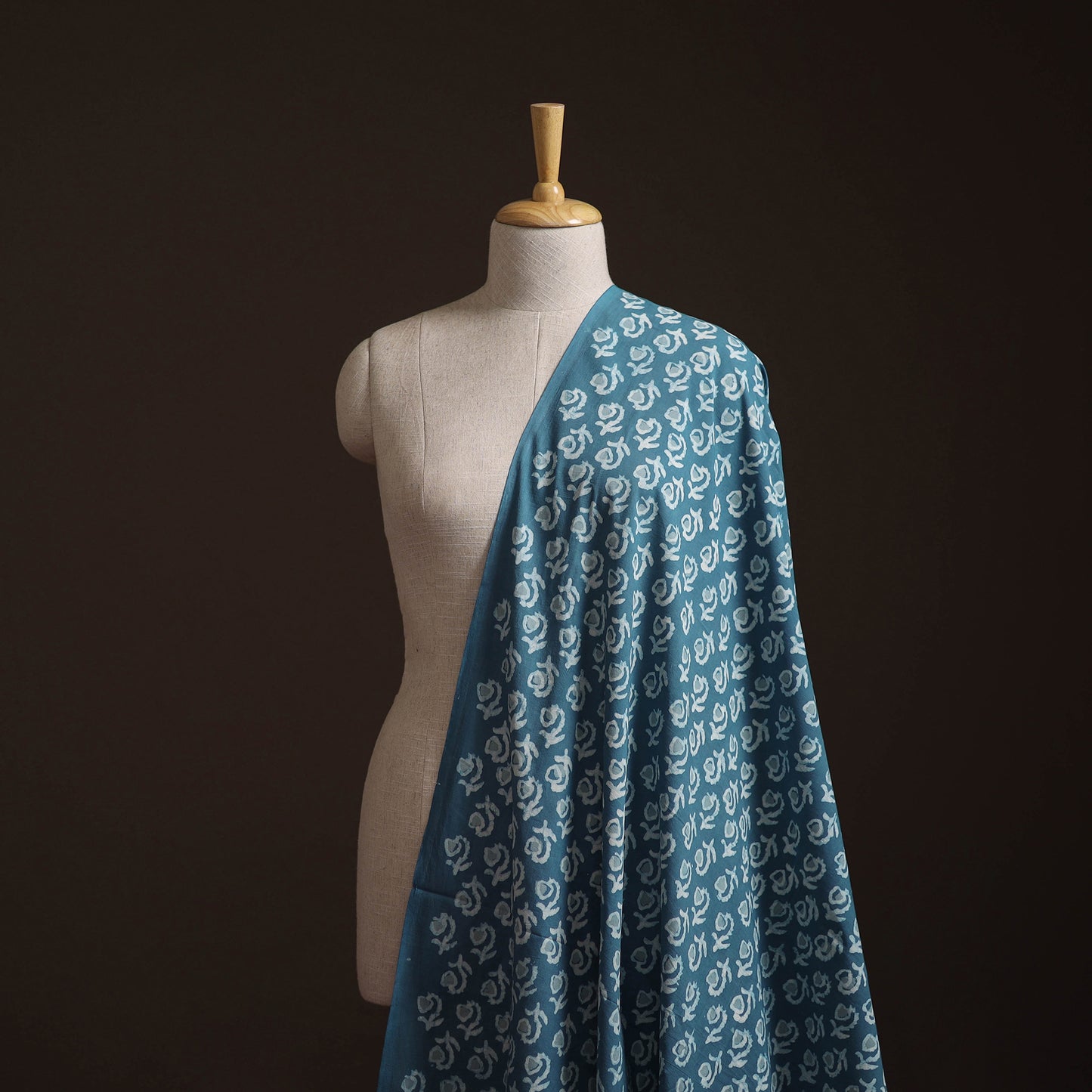 Blue - Bagru Dabu Hand Block Print Natural Dyed Cotton Fabric 15