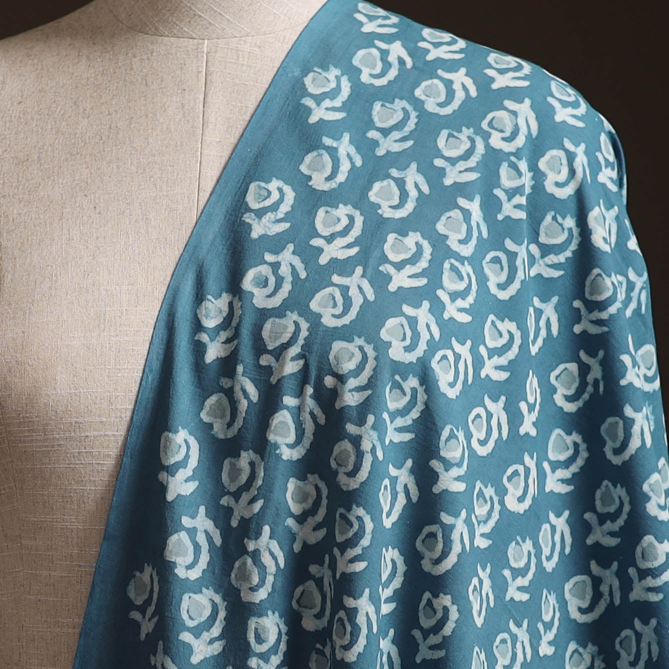 Blue - Bagru Dabu Hand Block Print Natural Dyed Cotton Fabric 15