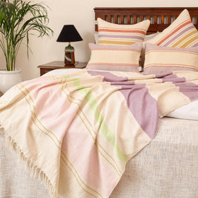 Pure Cotton Handwoven Bed/Sofa Throw with Cushion Cover Set 01