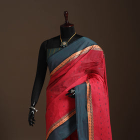 Red - bengali tant saree with matching jewellery & blouse