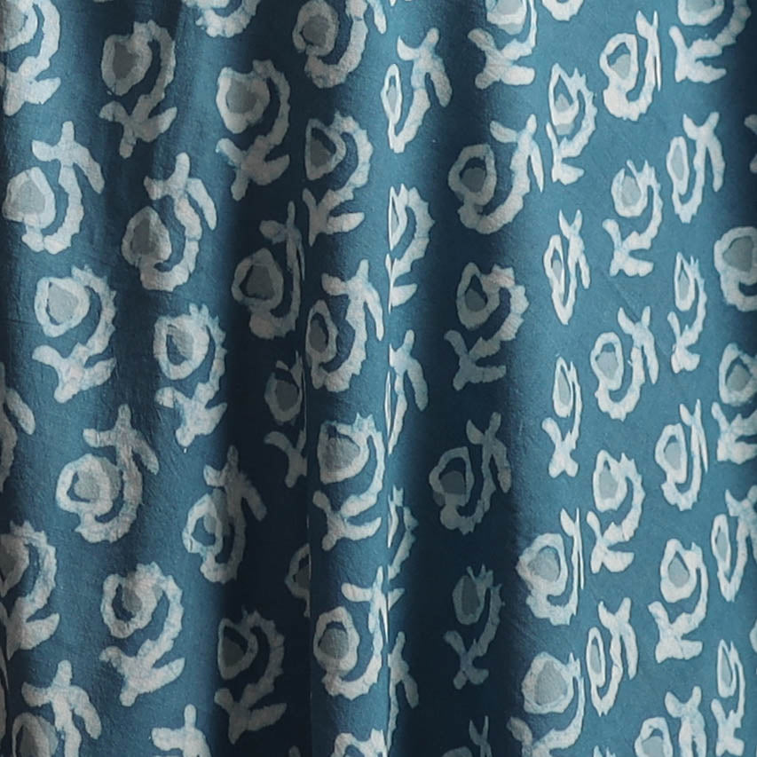 Blue - Bagru Dabu Hand Block Print Natural Dyed Cotton Fabric 15