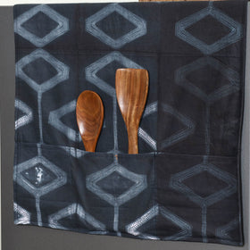 Black Handmade Cotton Fridge Top Cover with Multiple Pockets