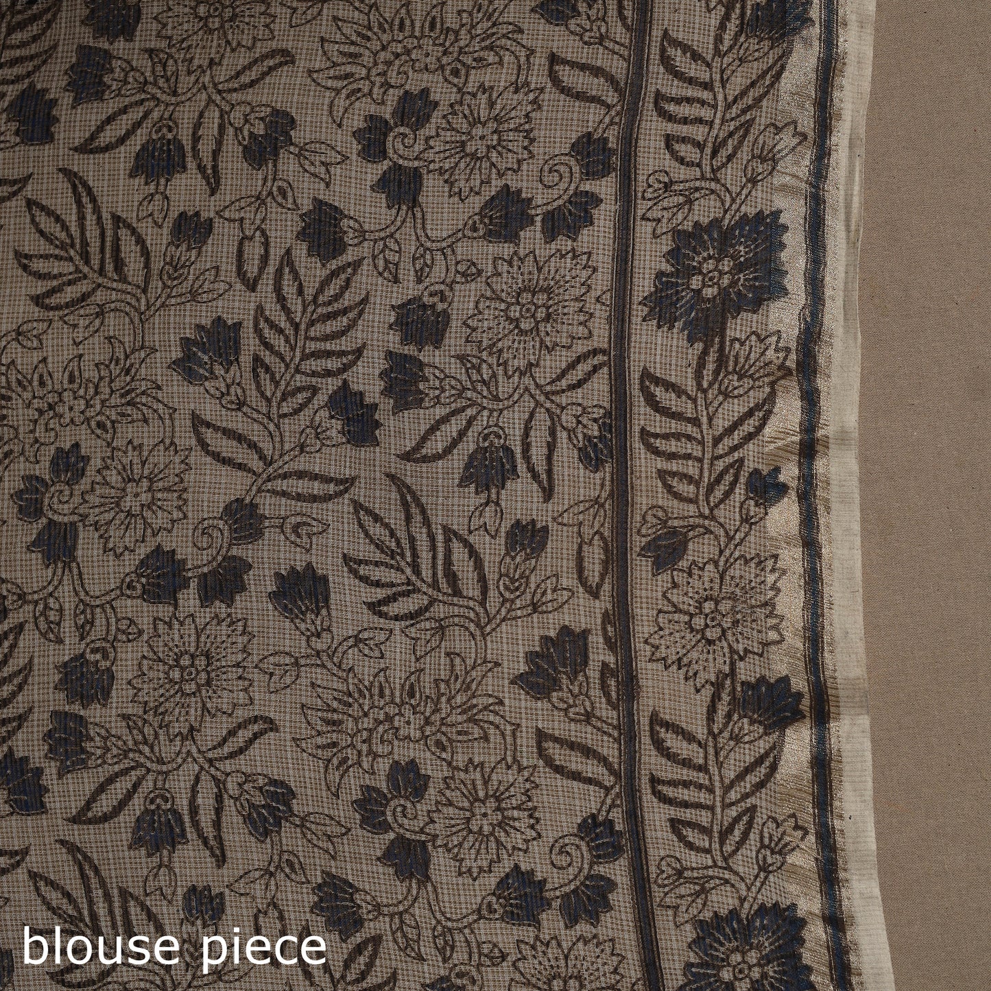 Black Printed Kota Doria Cotton Kalamkari Saree