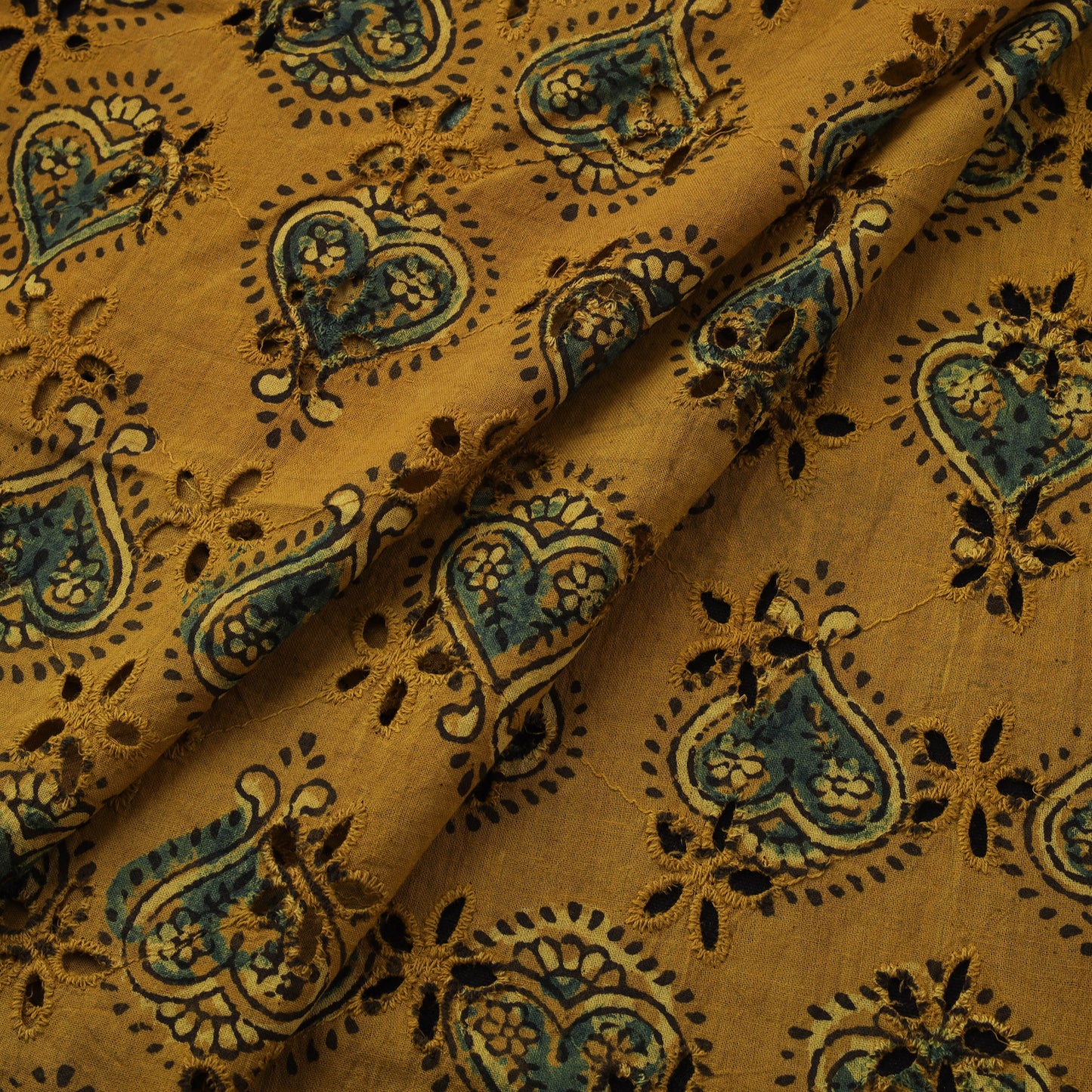 Natural Dyed Ajrakh Hand Block Print Cotton Hakoba Fabric 115