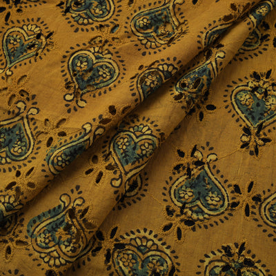 Natural Dyed Ajrakh Hand Block Print Cotton Hakoba Fabric 115