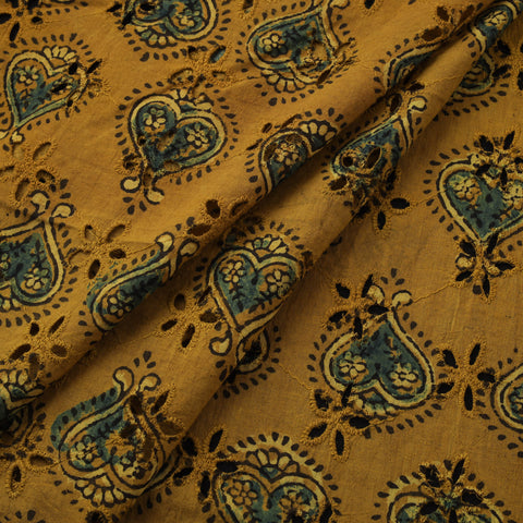 Natural Dyed Ajrakh Hand Block Print Cotton Hakoba Fabric 115