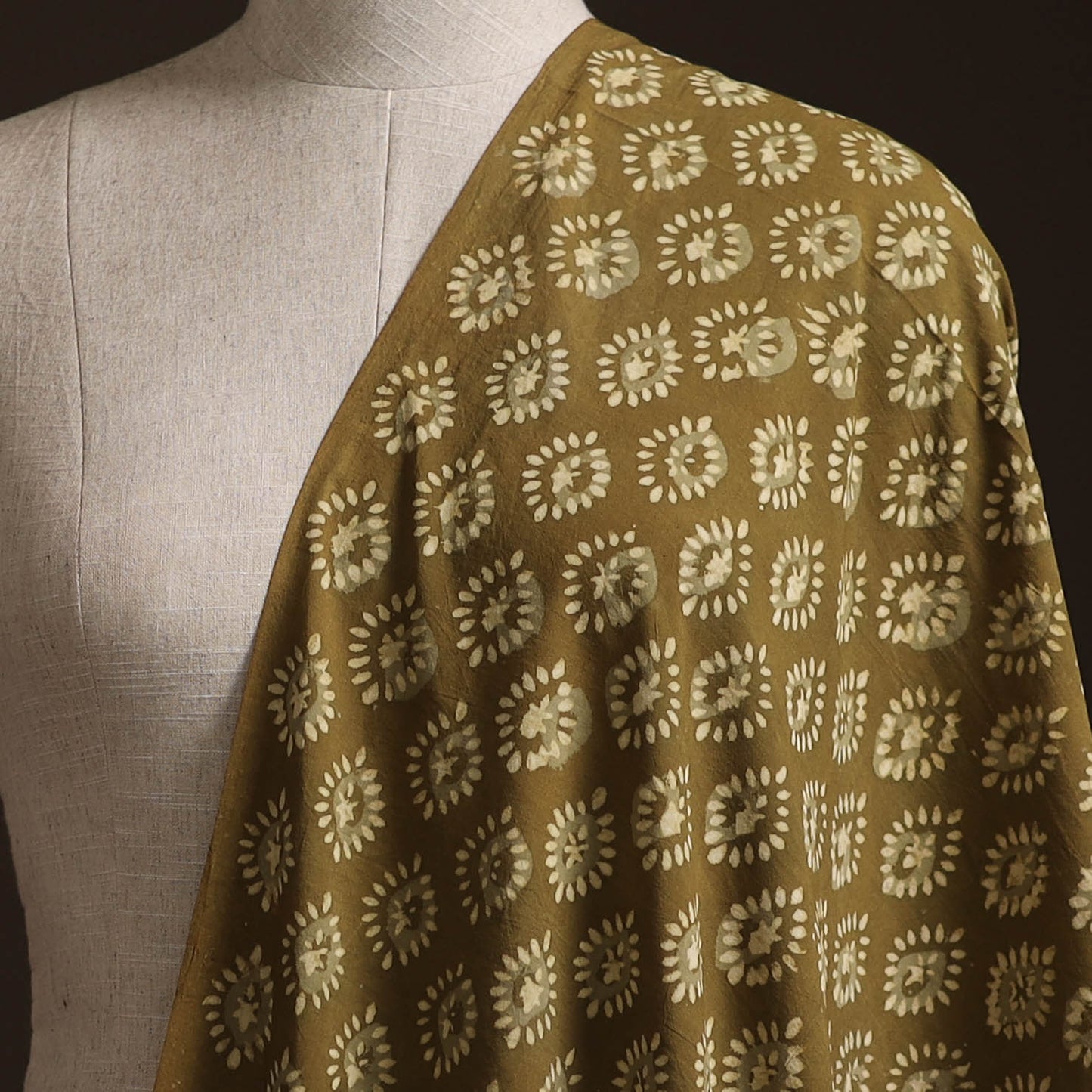 Yellow - Bagru Dabu Hand Block Print Natural Dyed Cotton Fabric 16