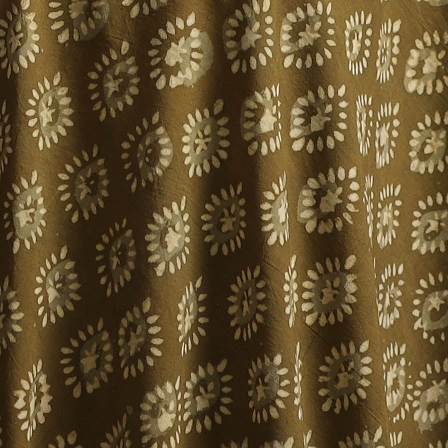 Yellow - Bagru Dabu Hand Block Print Natural Dyed Cotton Fabric 16