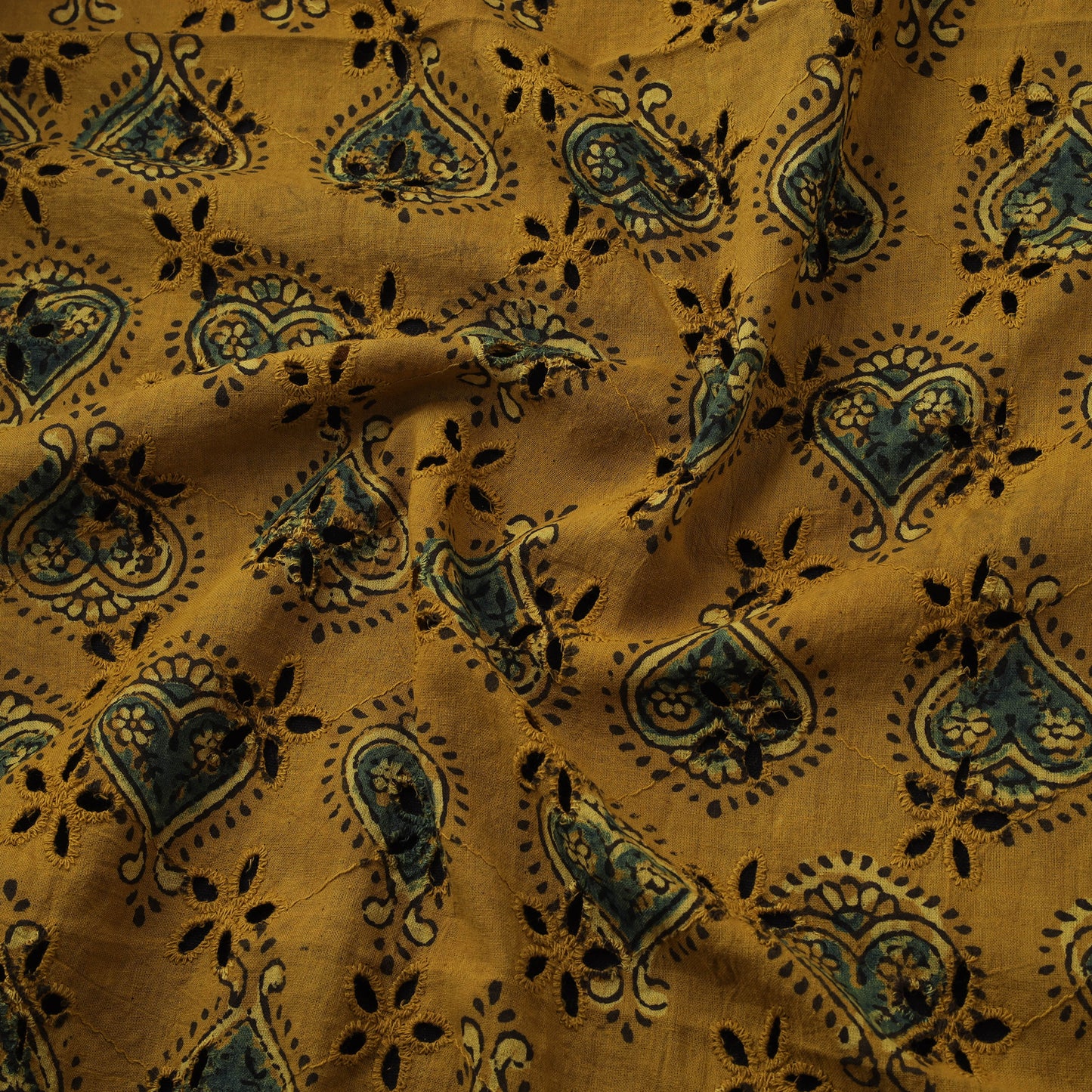 Natural Dyed Ajrakh Hand Block Print Cotton Hakoba Fabric 115