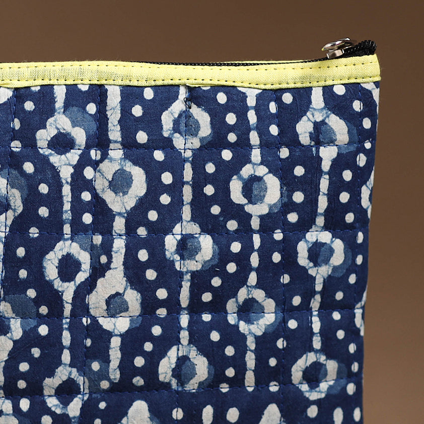 Blue - Handmade Quilted Cotton Utility Pouch 39