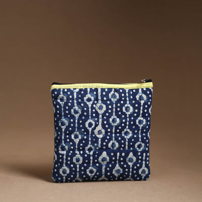 Blue - Handmade Quilted Cotton Utility Pouch 39