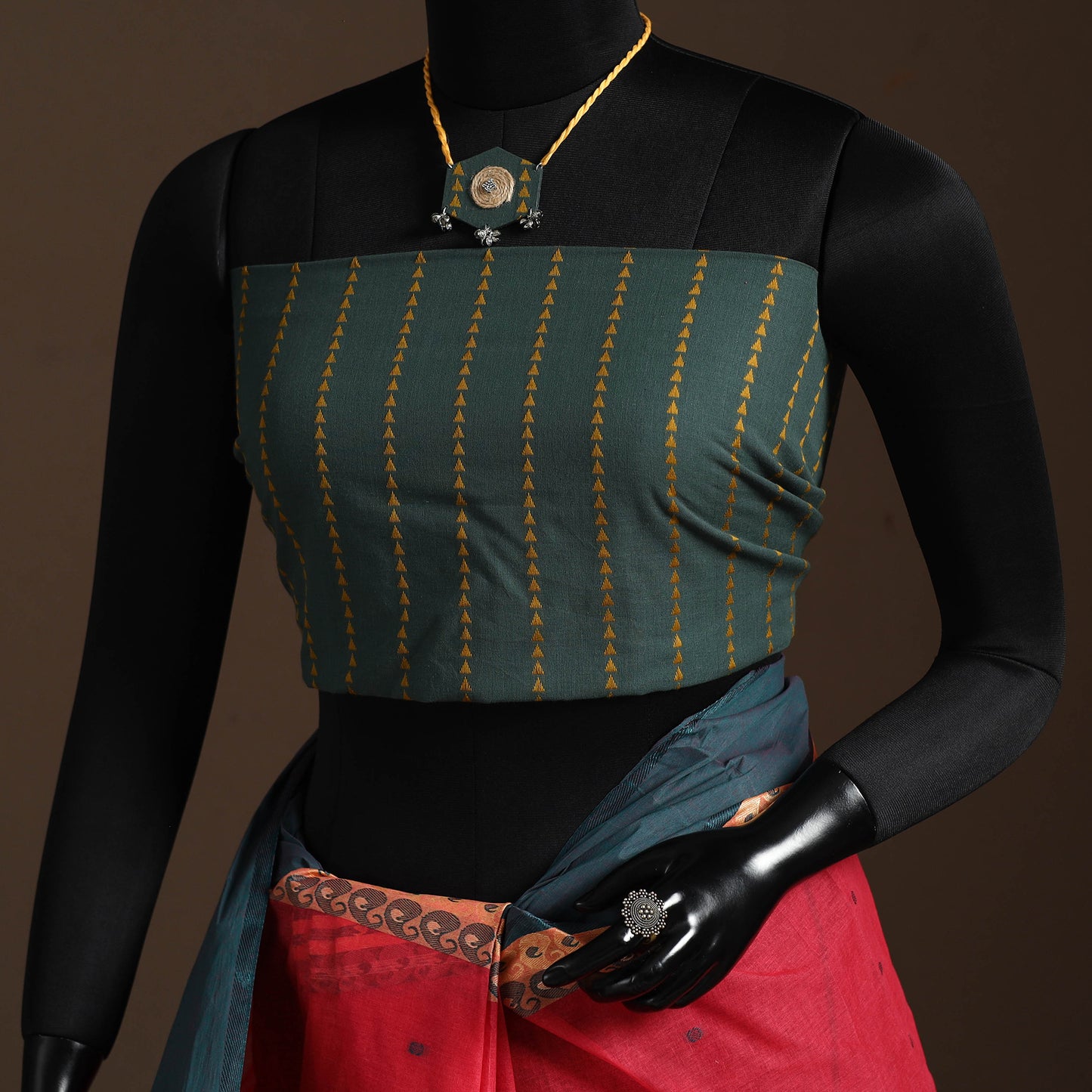 Red - bengali tant saree with matching jewellery & blouse