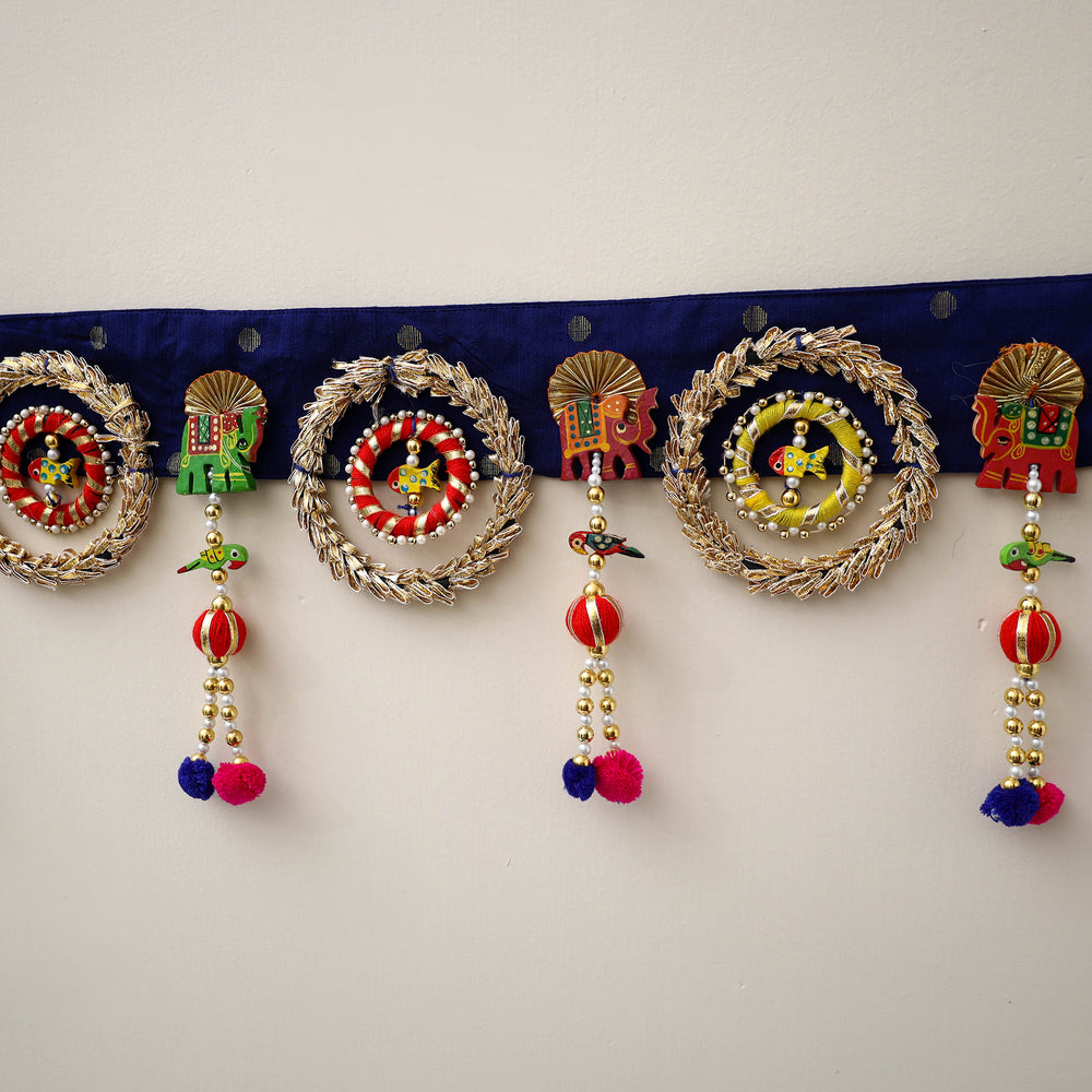 Diwali Decor Handmade Gota & Bead Work Toran 03