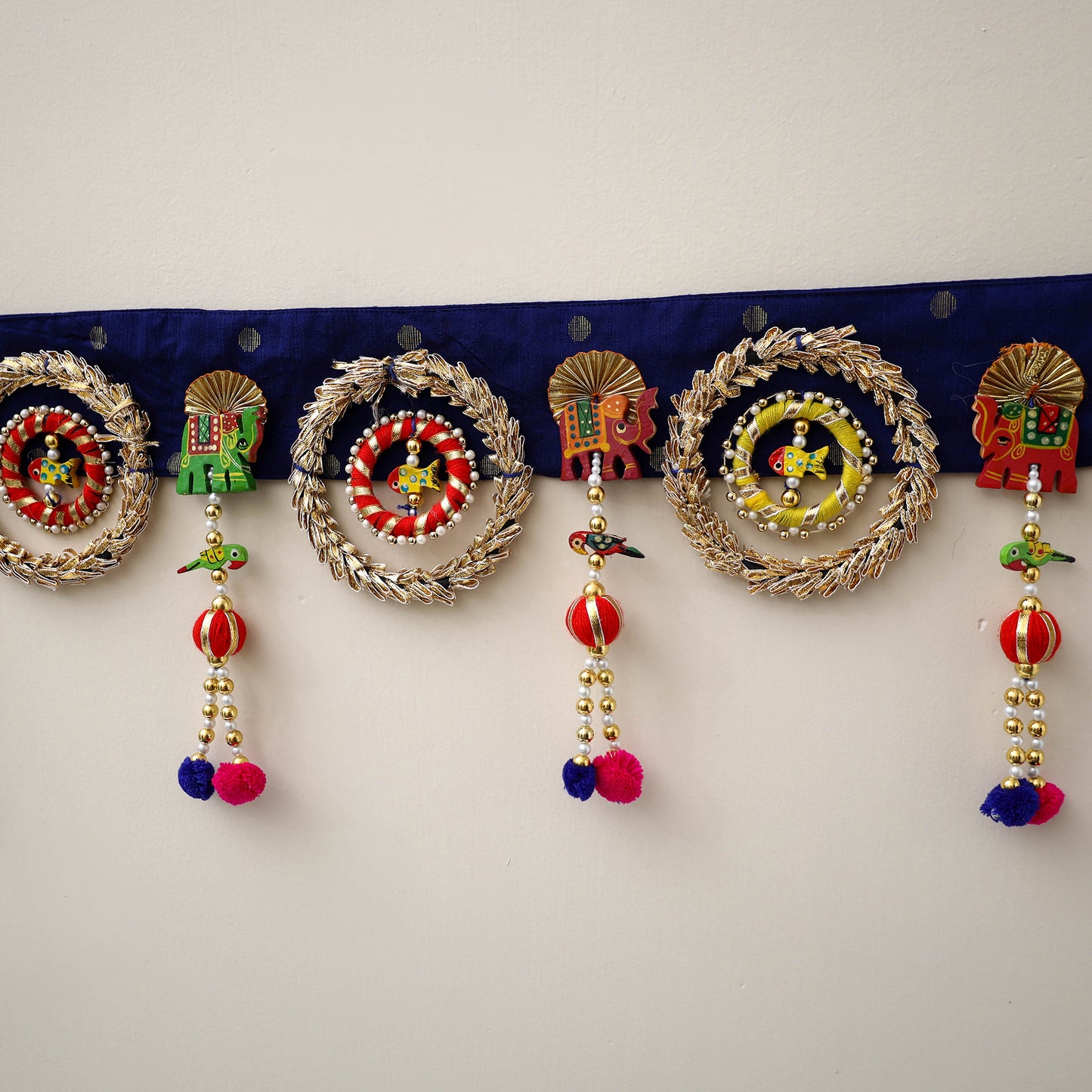 Diwali Decor Handmade Gota & Bead Work Toran 03