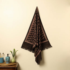 Brown - Pipad Block Printed Cotton Handloom Towel 19