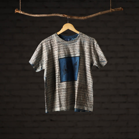 Buy Bindaas Block Art Printed Cotton Unisex Round Neck T-shirt 