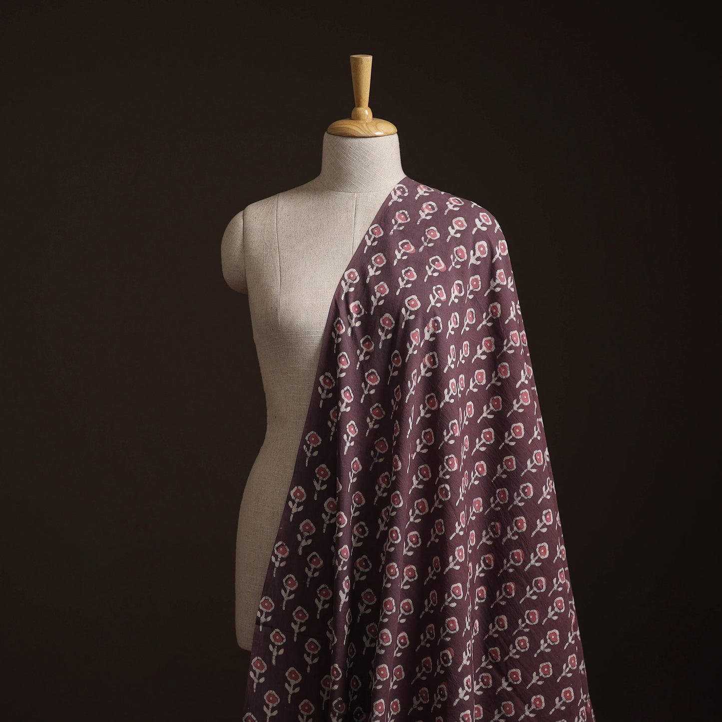 Maroon - Bagru Dabu Hand Block Print Natural Dyed Cotton Fabric 18