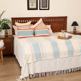 Pure Cotton Handwoven Bed/Sofa Throw with Cushion Cover Set 03