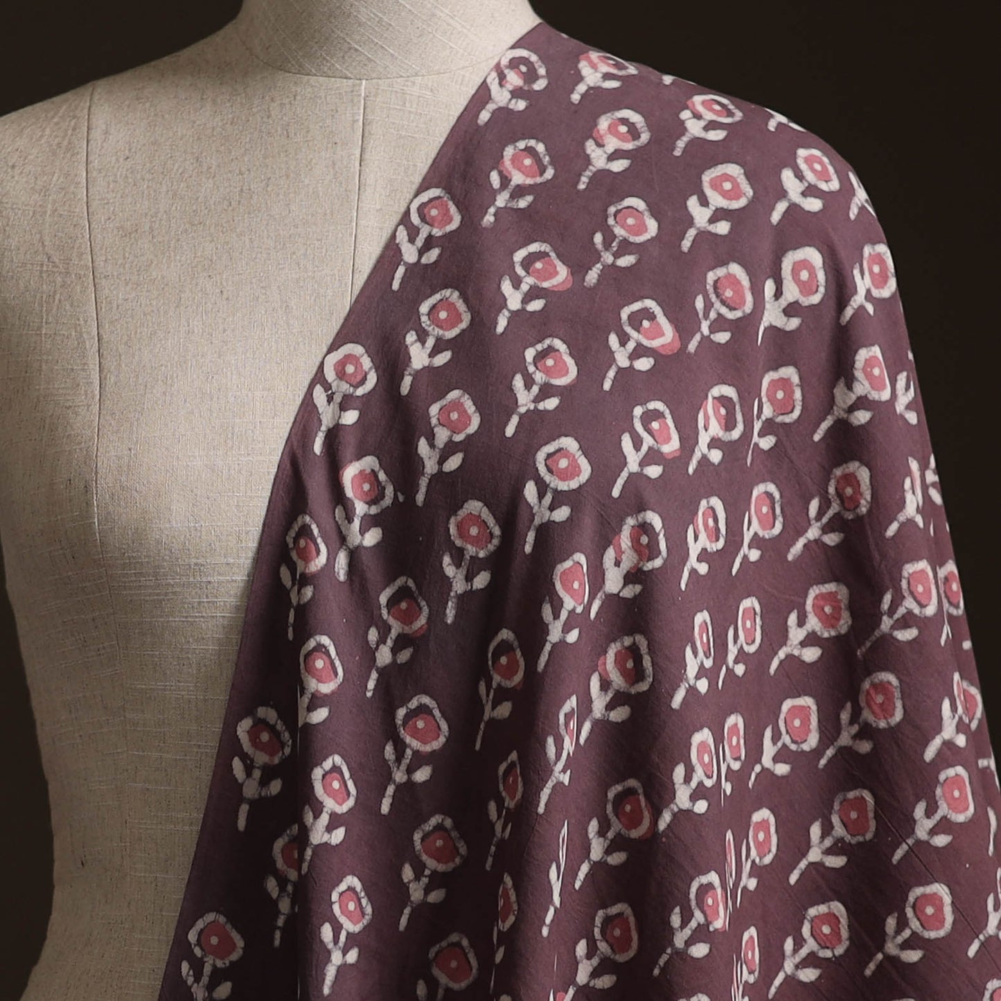 Maroon - Bagru Dabu Hand Block Print Natural Dyed Cotton Fabric 18
