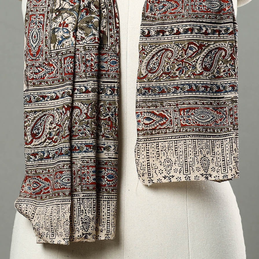 Multicolor - Natural Dyed Block Print Mul Cotton Kalamkari Stole 45